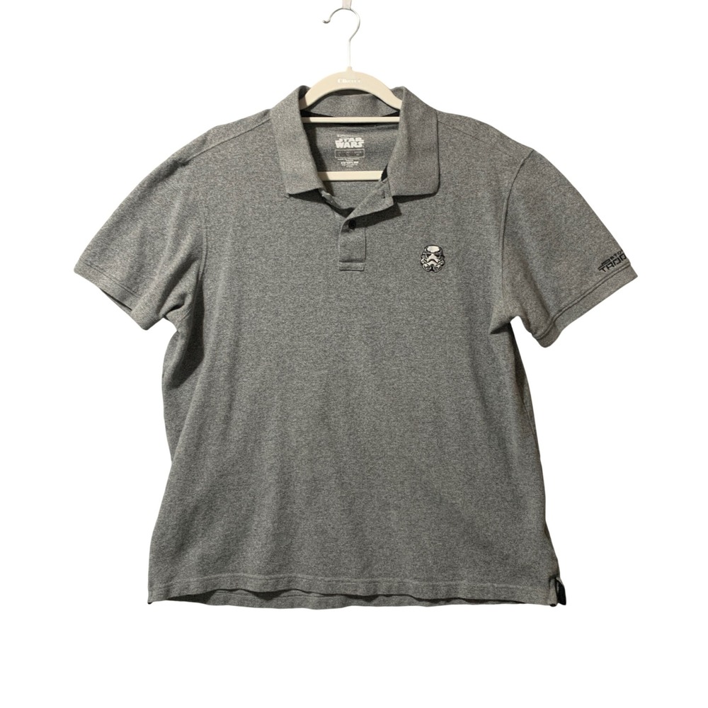 Disney Parks Star Wars Stormtrooper Gray Polo Shirt Mens Large L Embroidered